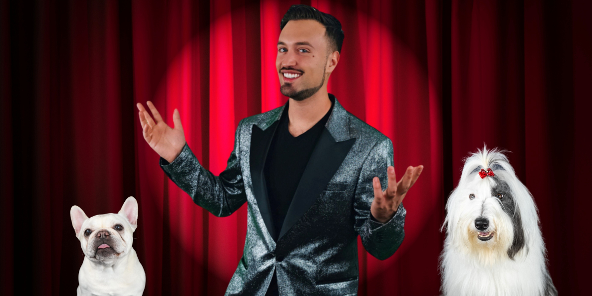 two dogs and magician